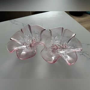 Mikasa Rosella Pink Glass Double Relish Bowls